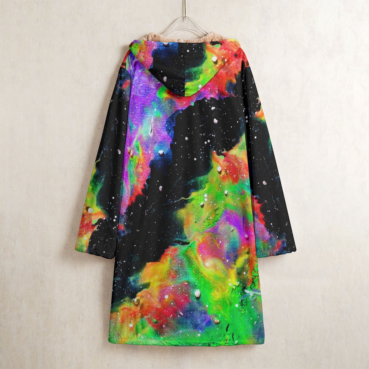 Galactic Rainbow Horn Button Long Fleece Windbreaker