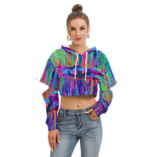 Mystic Cave Women's Heavy Fleece Hoodie With Hollow Out Sleeve