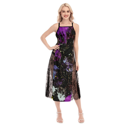 Galactic Storm Women's Lace Cami Cross Back Dress