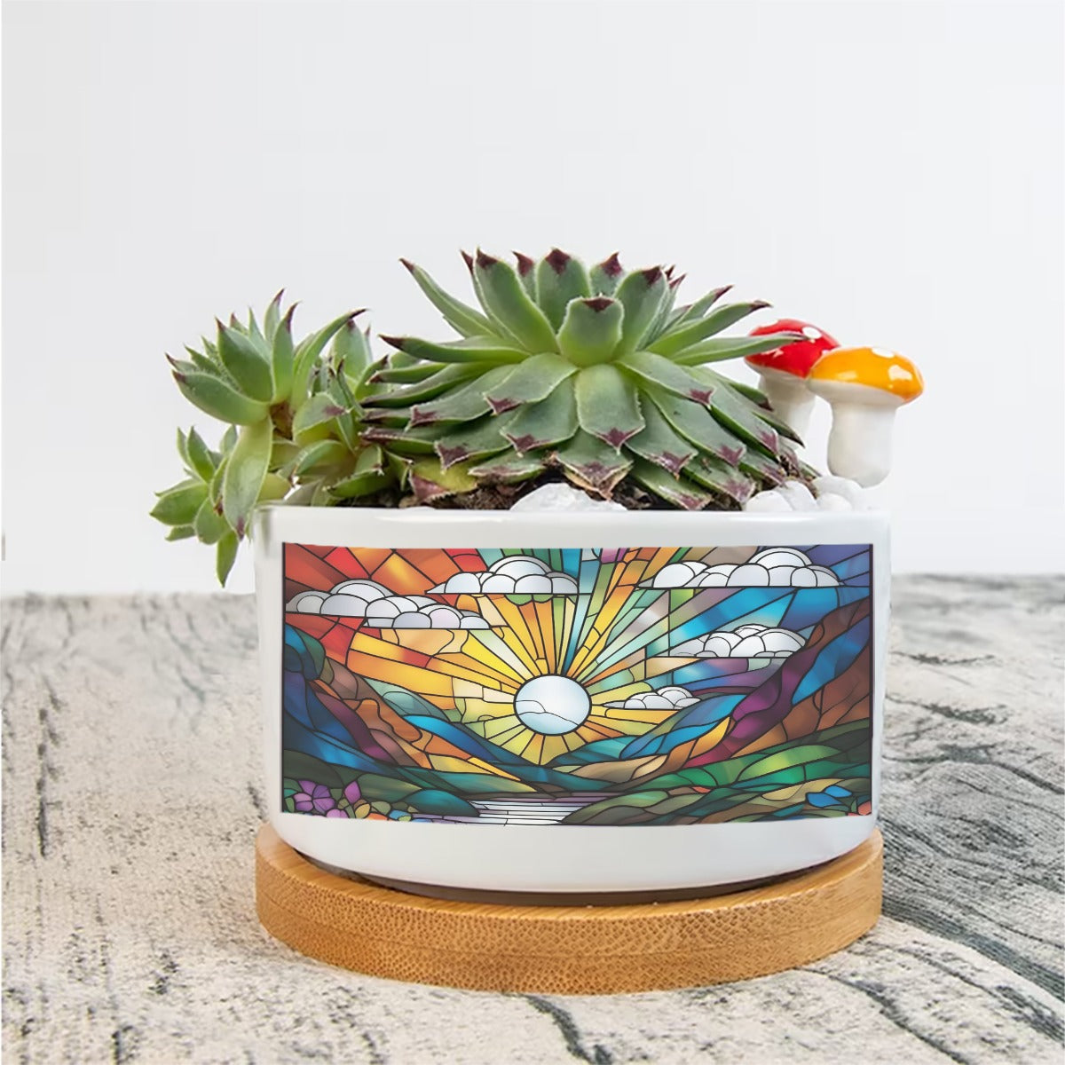 Stained Glass Sunset Flowerpot