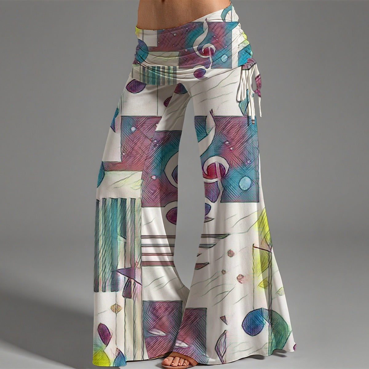 Music Notes Women's High Waist Wide Leg Pants