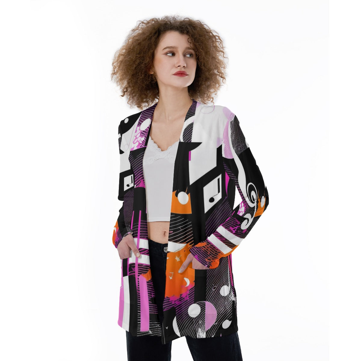 Music Notes Pink/Purple Women's Cover With Pocket