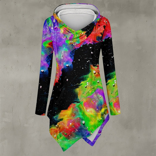 Galactic Rainbow Women's Asymmetric Hem Hoodie