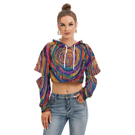 Galactic Whirlpool Women's Heavy Fleece Hoodie With Hollow Out Sleeve