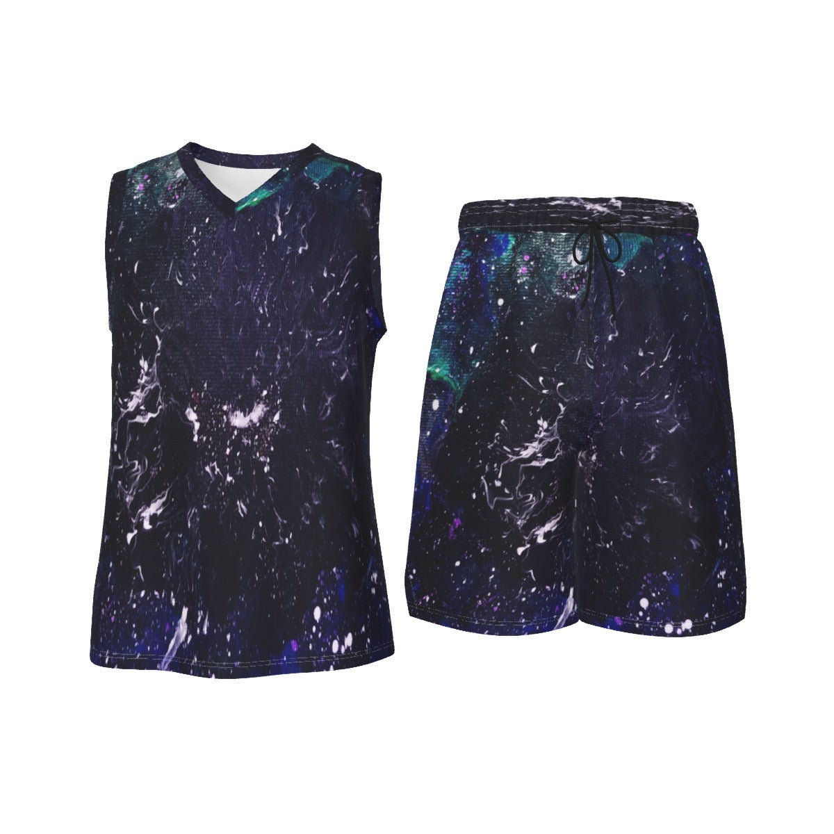 Galactic Darkness Men's V Neck Basketball Suit