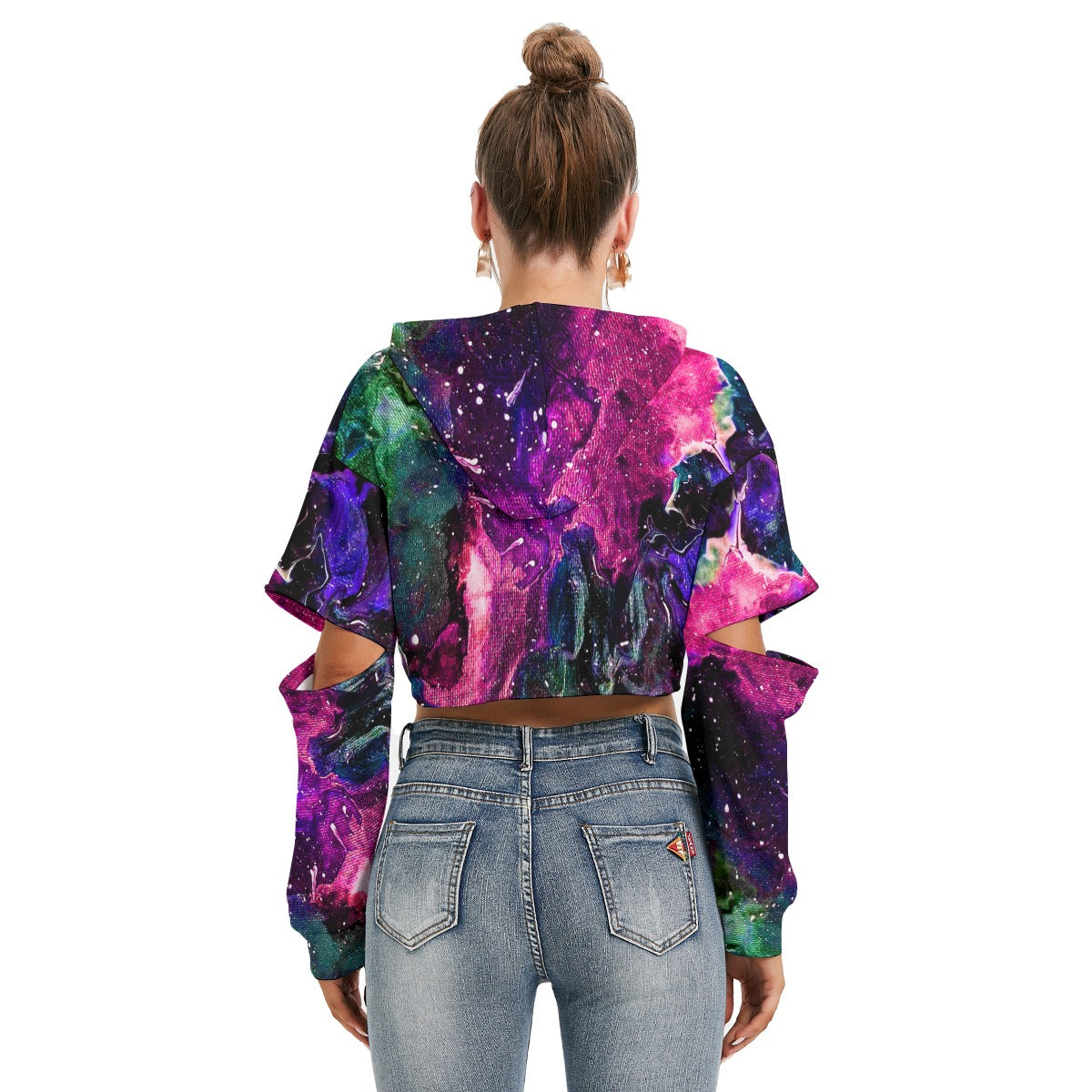 Galactic Clouds Women's Heavy Fleece Hoodie With Hollow Out Sleeve