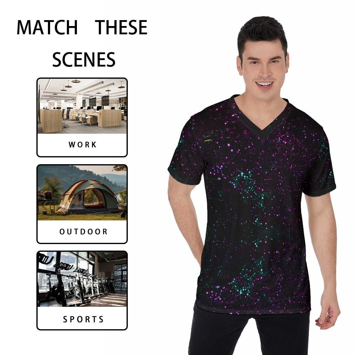 Night Sky Purple V-Neck T-Shirt