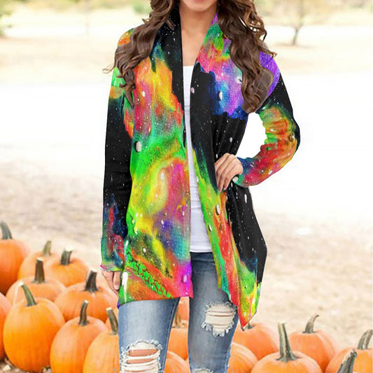 Galactic Rainbow Women's Cardigan With Long Sleeve