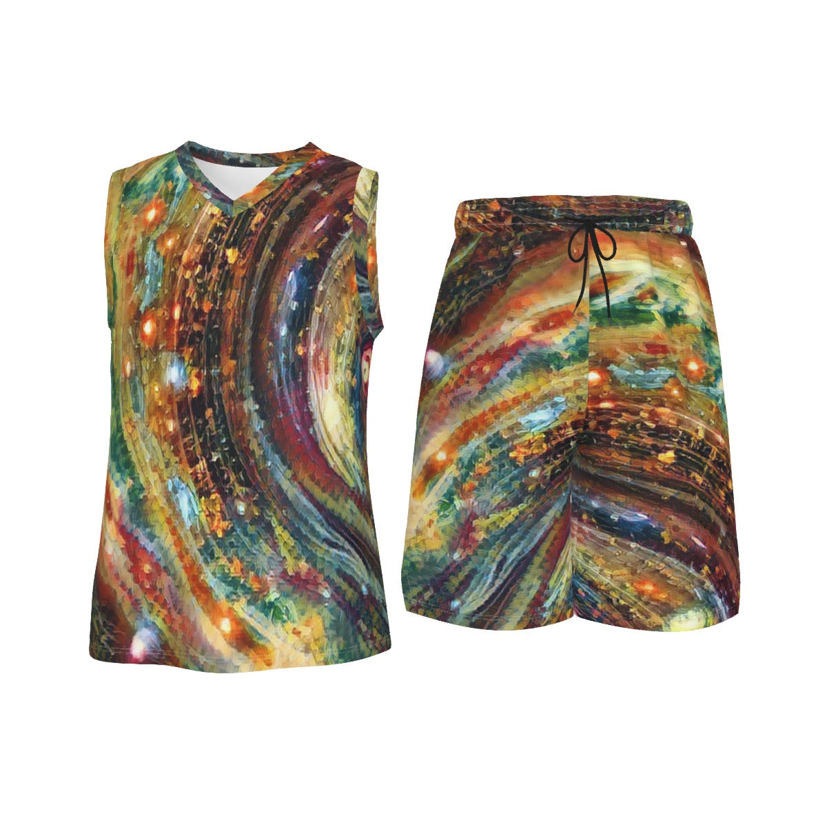 Galactic Swirls Men's V Neck Basketball Suit