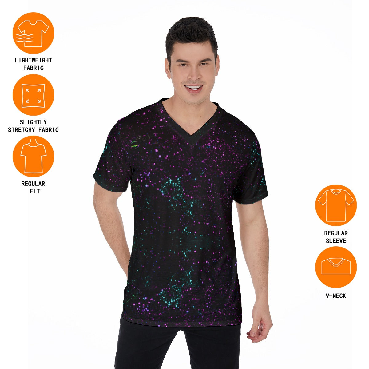 Night Sky Purple V-Neck T-Shirt