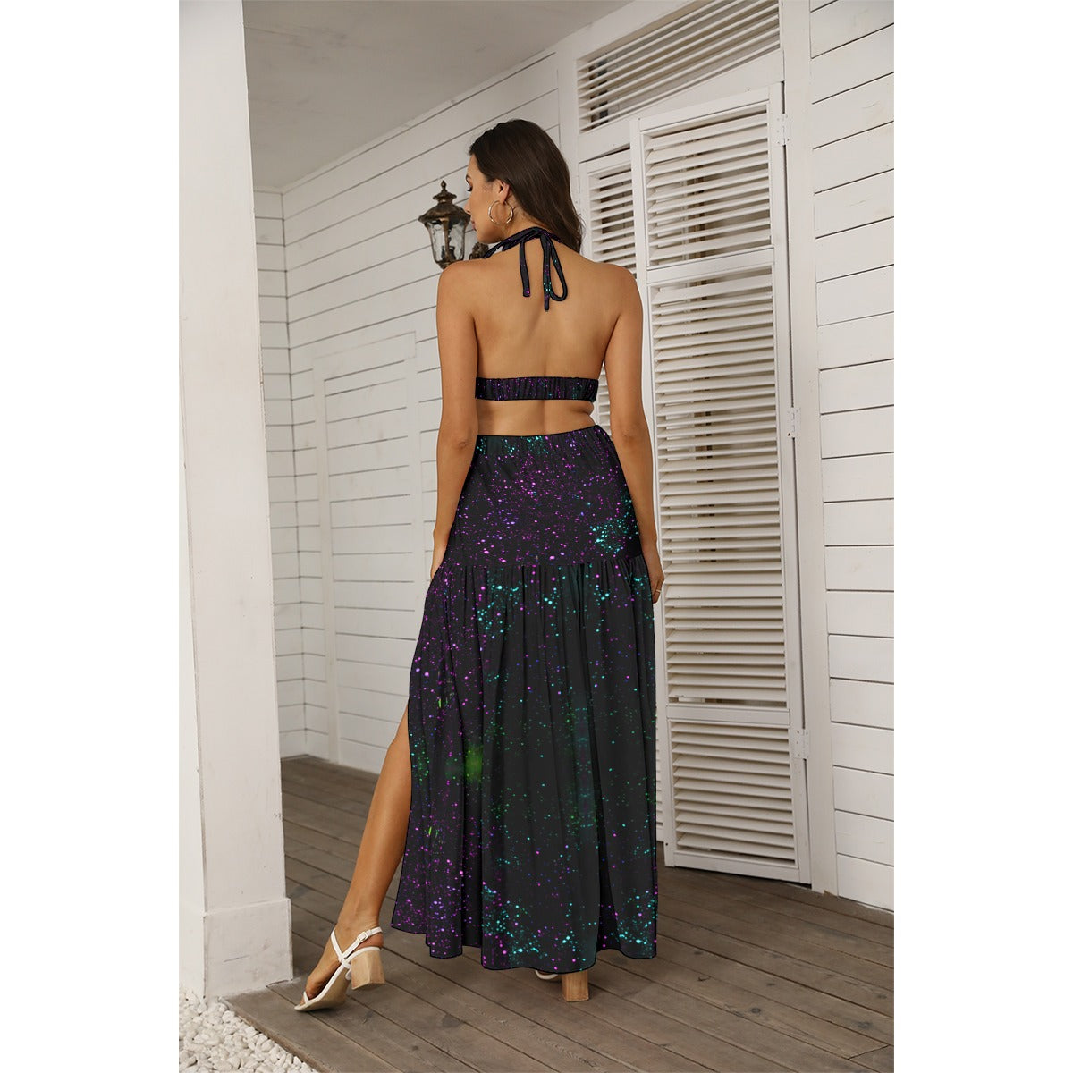 Night Sky Purple Women's Tie Back Wrap Dress