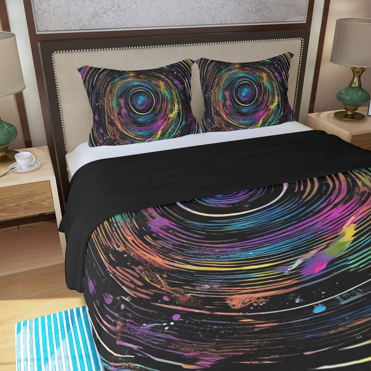 Psychedelic Spiral Three Piece Duvet Bedding Set