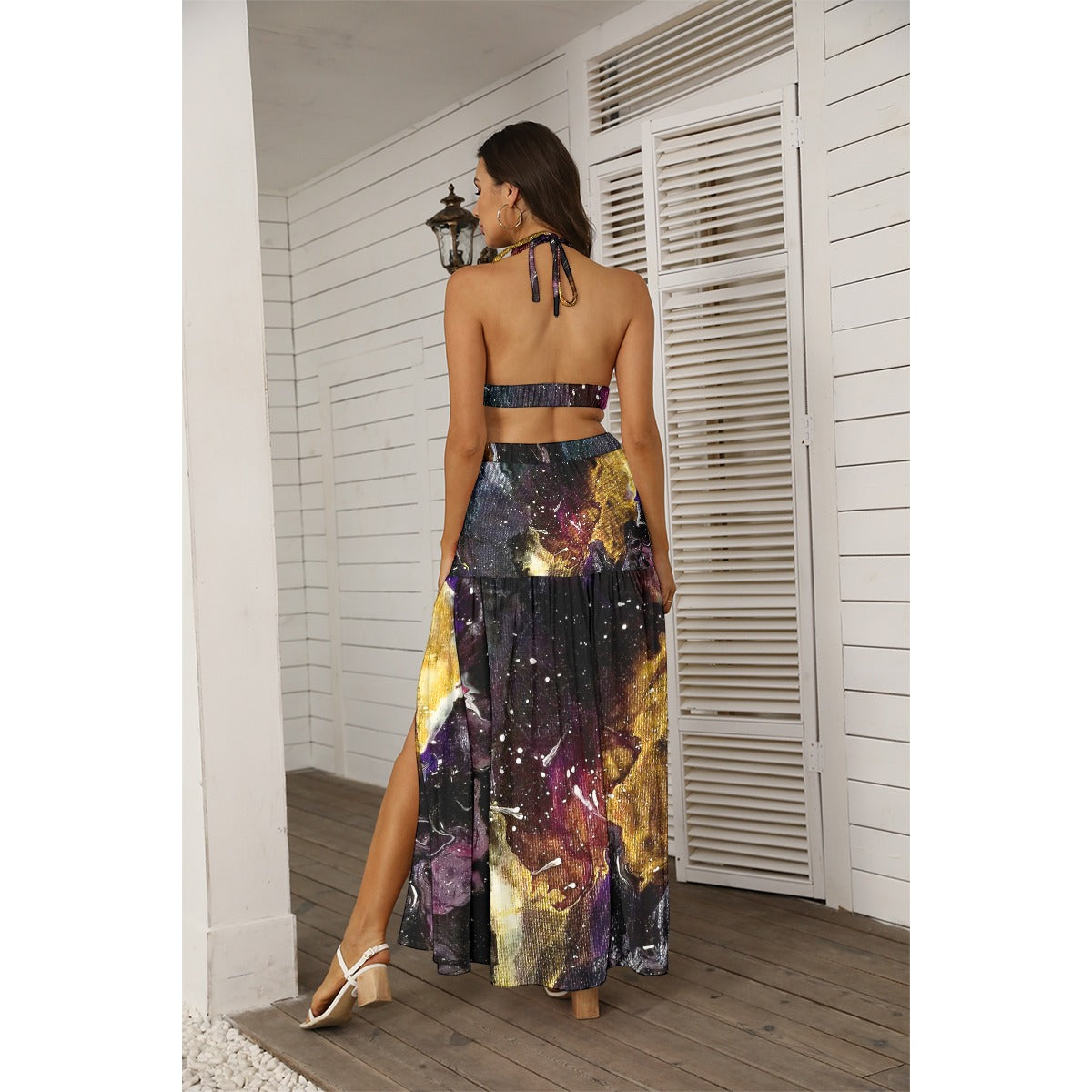 Galactic Clouds Women's Tie Back Wrap Dress