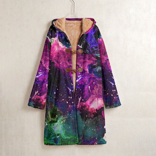 Galactic Clouds Horn Button Long Fleece Windbreaker