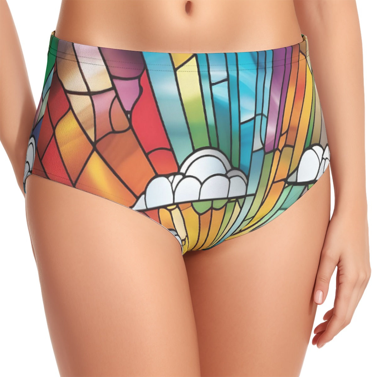 Stained Glass Sunset Women's Swimsuit Set With Halter