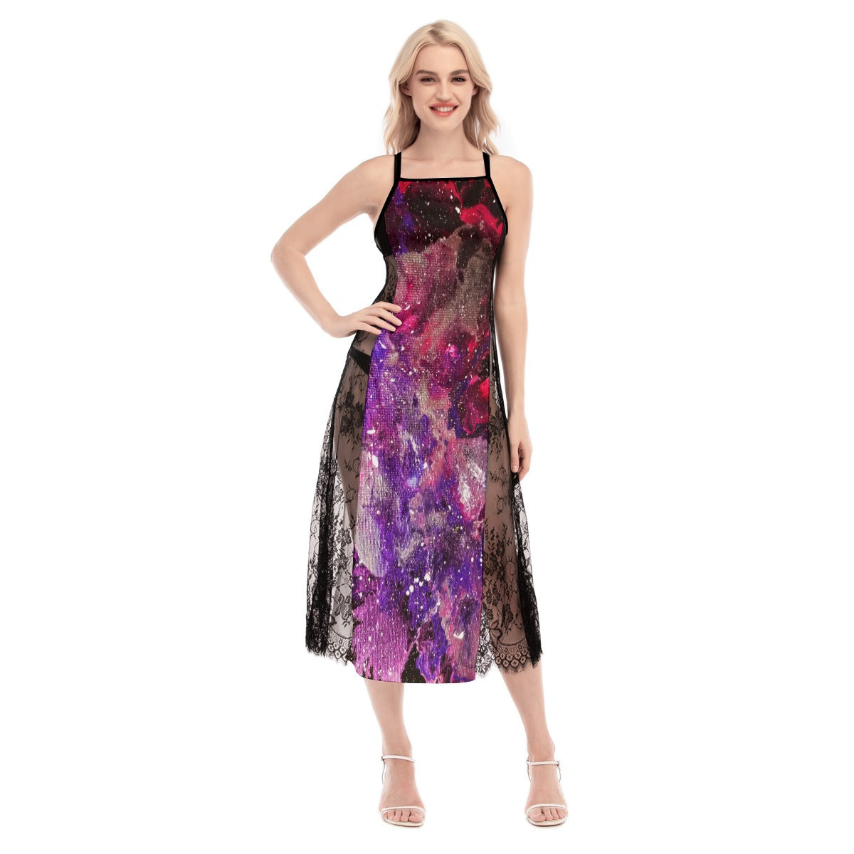 Galactic Love Women's Lace Cami Cross Back Dress