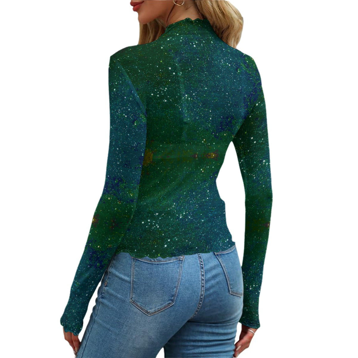Galactic Atmosphere Teal Women's Mesh T-shirt