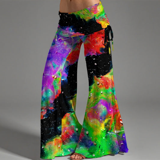 Galactic Rainbow Women's High Waist Wide Leg Pants