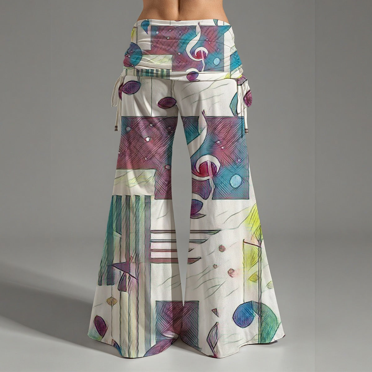 Music Notes Women's High Waist Wide Leg Pants