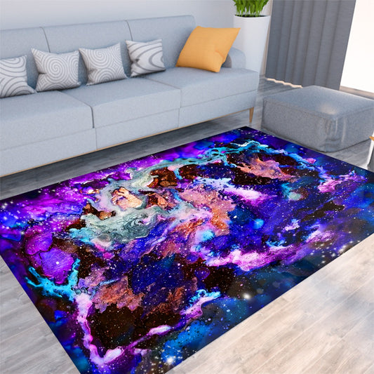 Purple Blue Galaxy Foldable Rectangular Thickened Floor Mat