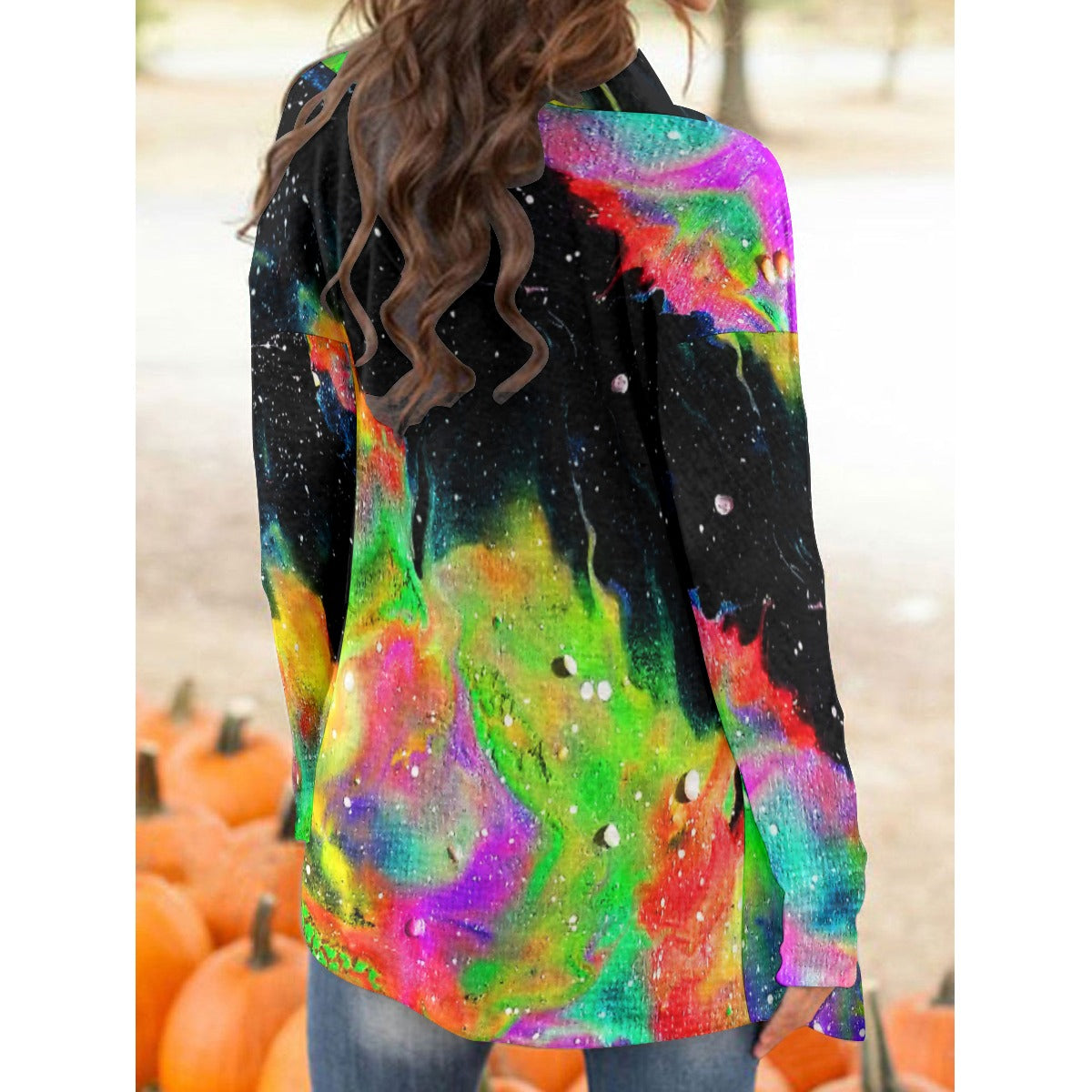Galactic Rainbow Women's Cardigan With Long Sleeve