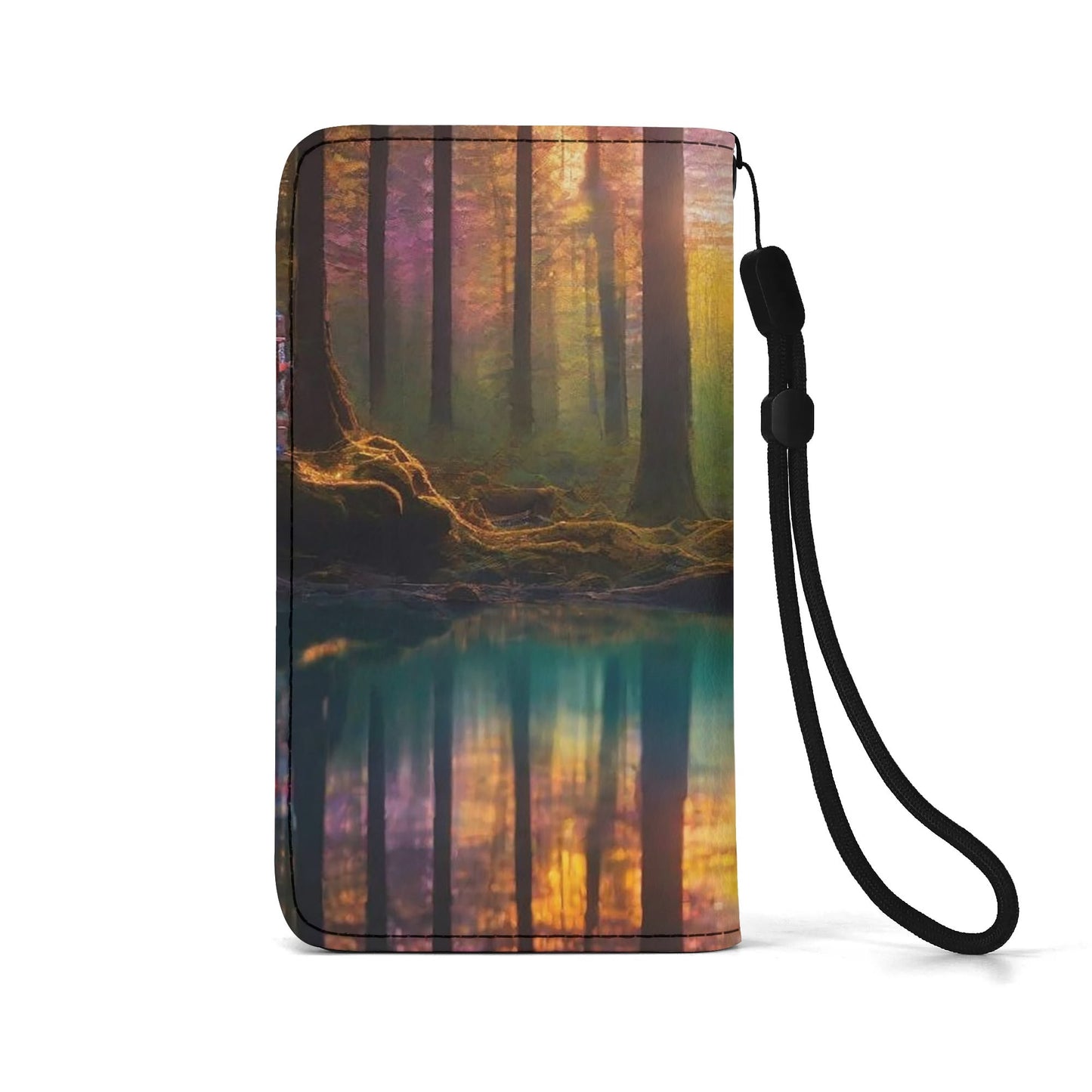 Fairytale Forest Black Phone Flip Case PU Leather Cover for Most Mobile Phone Models