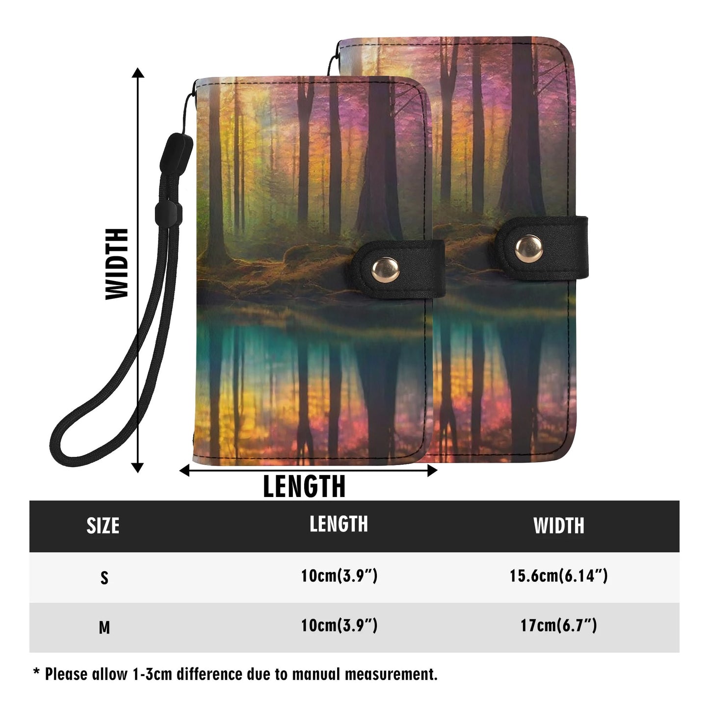 Fairytale Forest Black Phone Flip Case PU Leather Cover for Most Mobile Phone Models