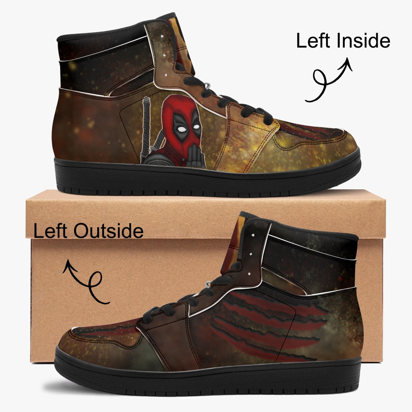 Deadpool/Wolverine Black-sole AJ High Top Sneakers