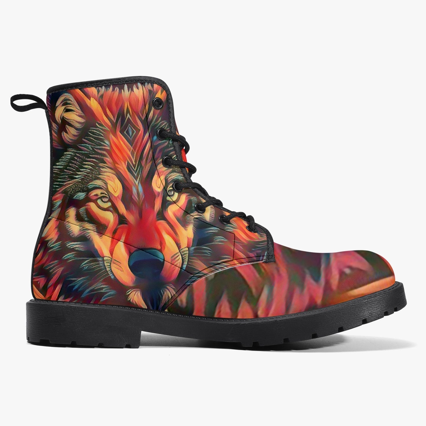 Wolf on Fire Leather Boots