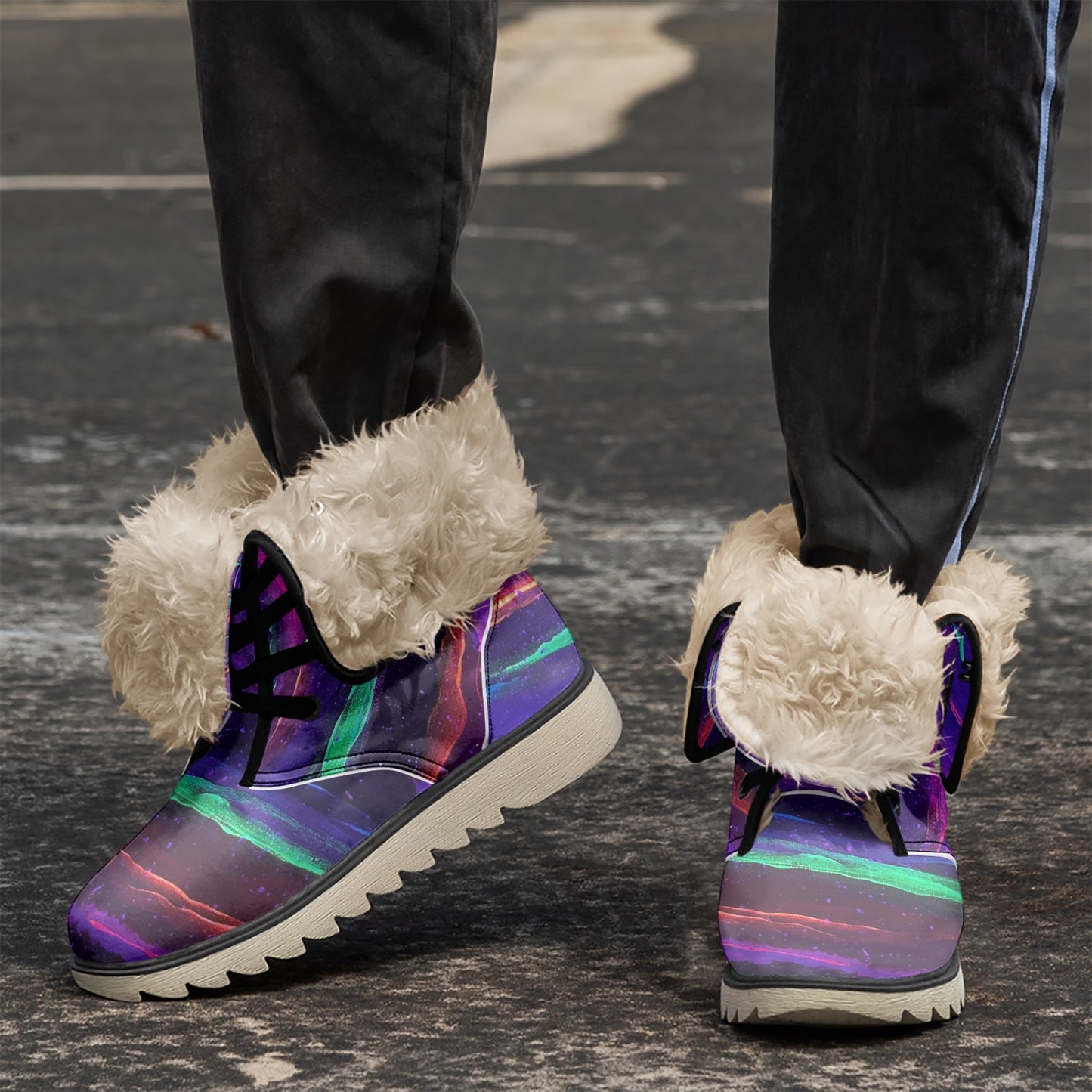 Galactic Rabbit Hole Cotton-pad Fur Lining Boots