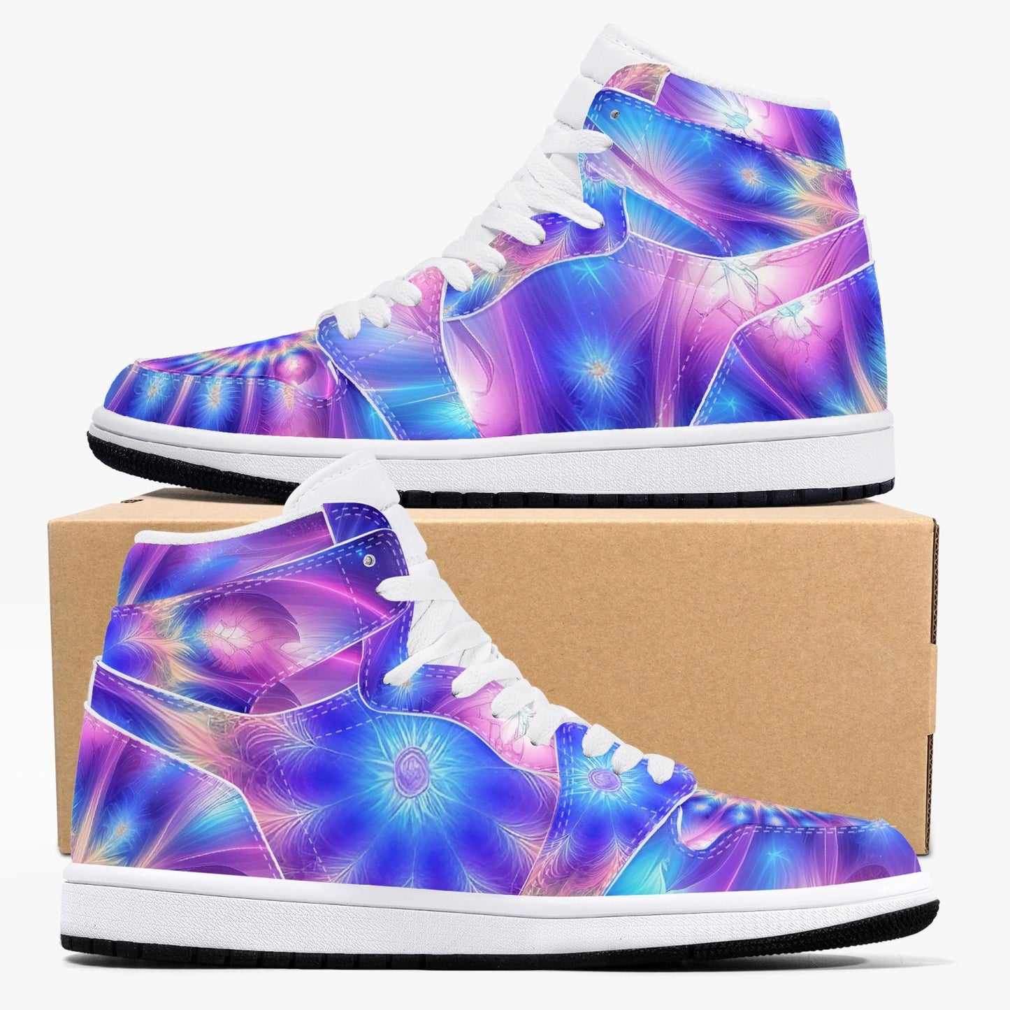 Ascension Tie-Dye AJ1 Black High-Top Leather Sneakers