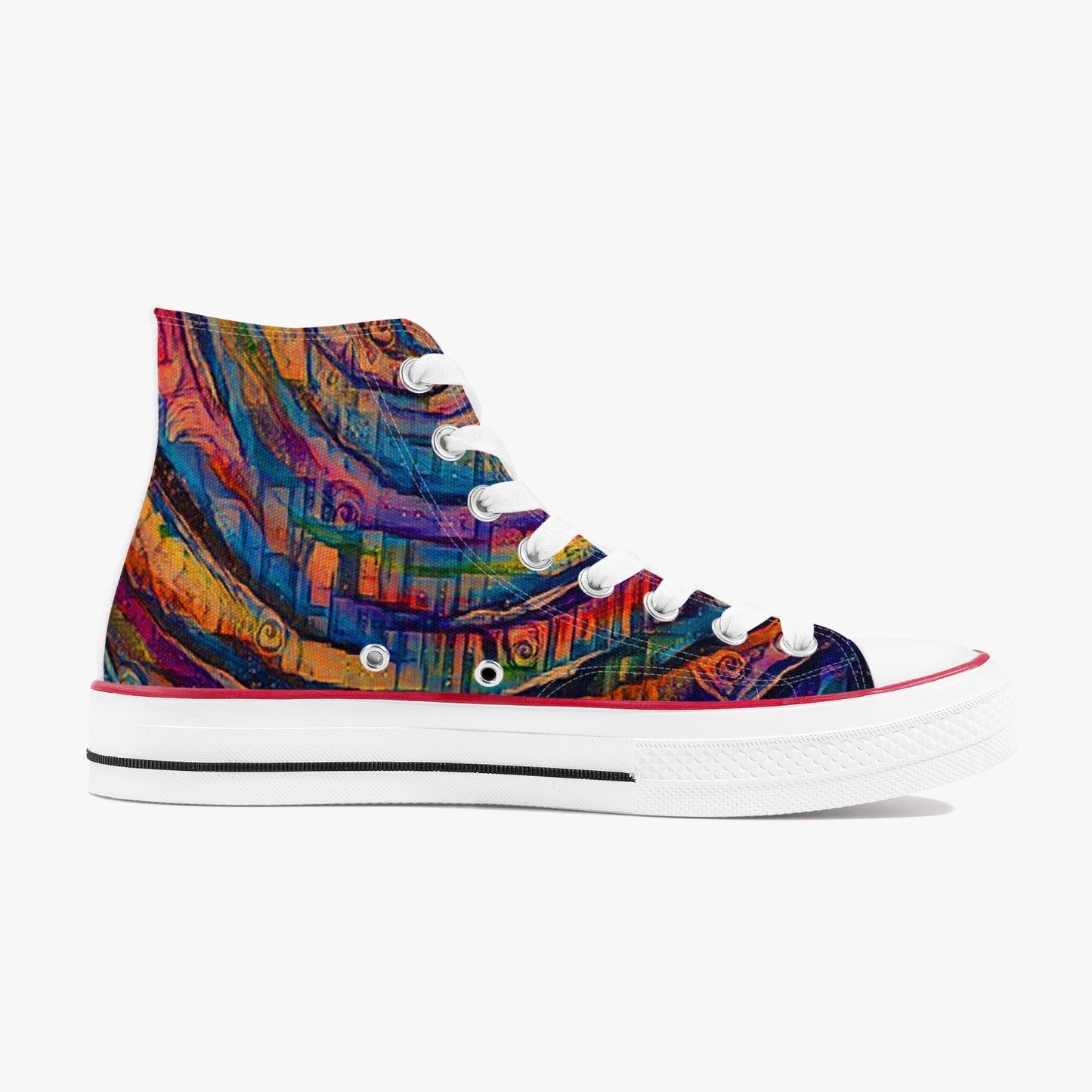 Galactic Rabbit Hole Rainbow High-Top Canvas Shoes - White