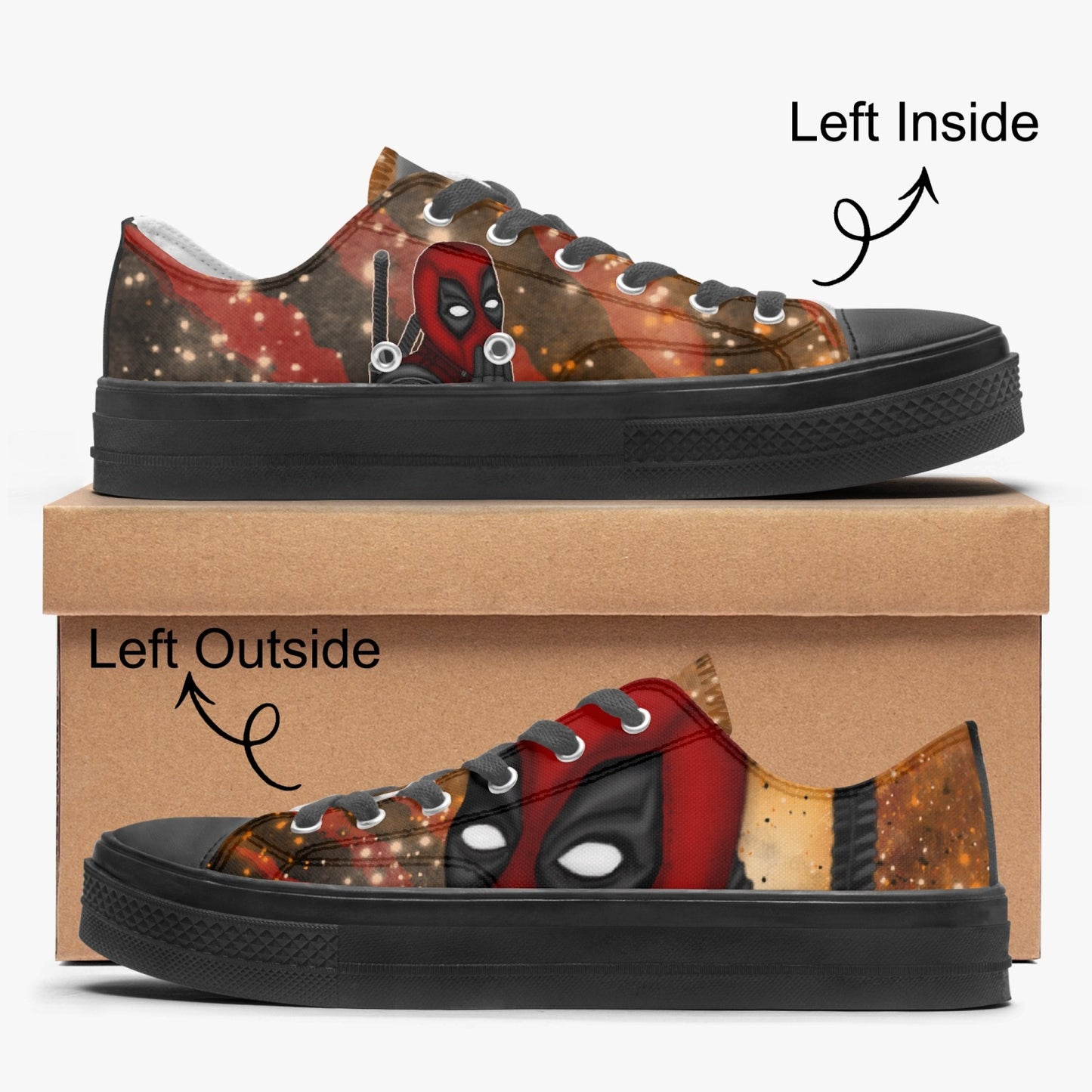 Deadpool  Low Top Canvas Shoes - Black Sole