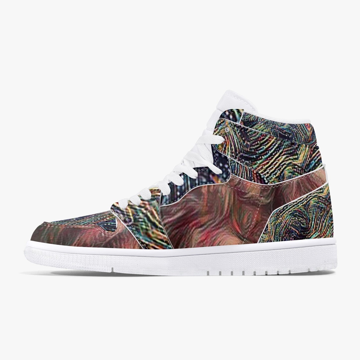 Psychedelic Trees High-Top Leather Sneakers - White