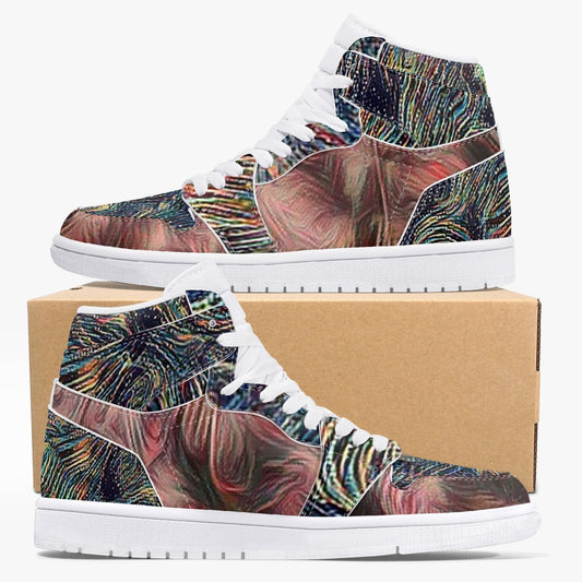 Psychedelic Trees High-Top Leather Sneakers - White