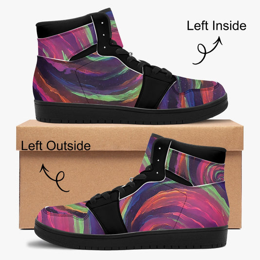 Galactic Whirlpool Black-sole AJ High Top Sneakers