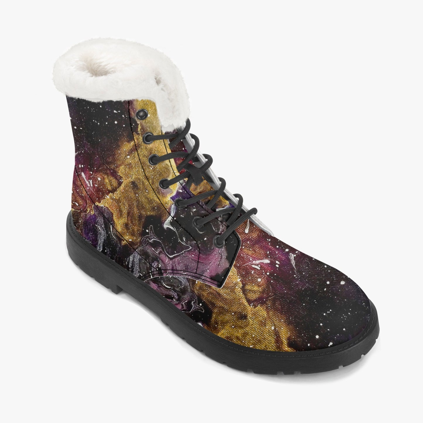 Galactic Clouds Faux Fur Leather Boots