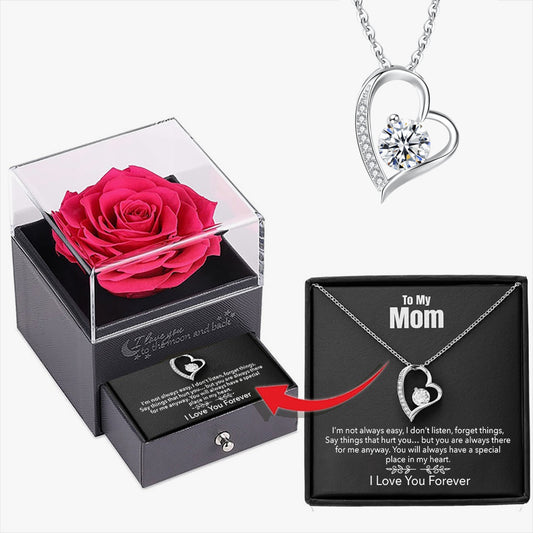 Rose Box with Heart Necklace