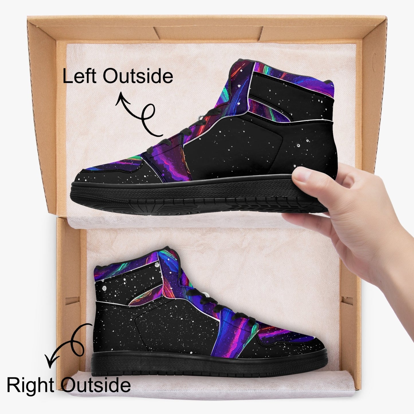 Galactic Whirlpool Black-sole AJ High Top Sneakers