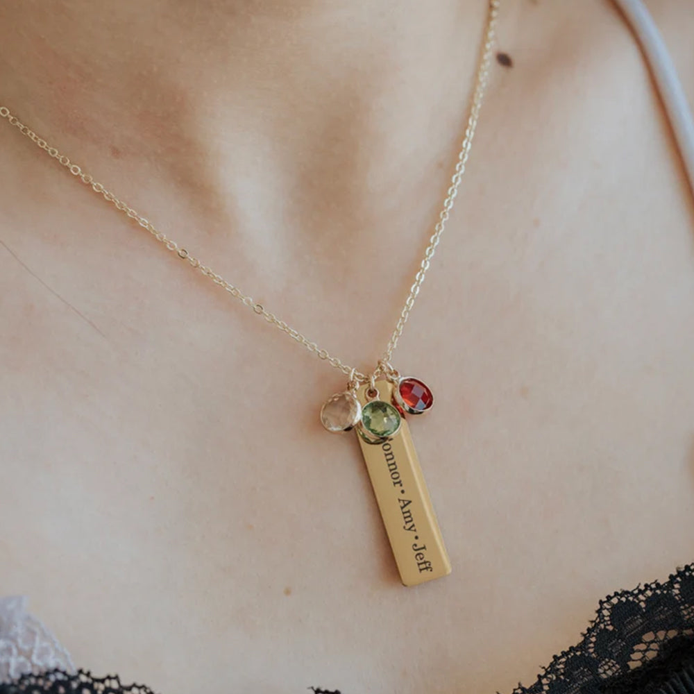 Name and Child Birthstone Necklace