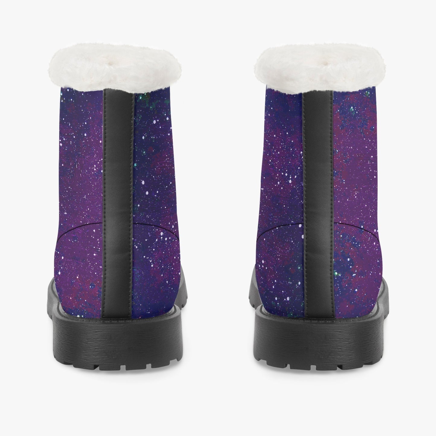 Galactic Atmosphere Purple Faux Fur Leather Boots