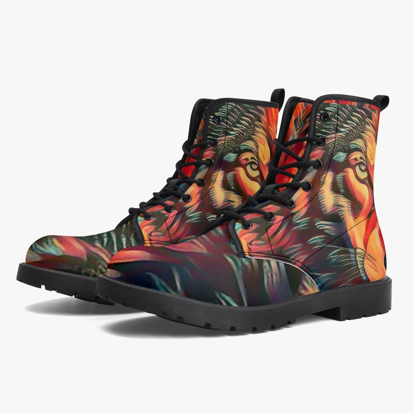 Wolf on Fire Leather Boots