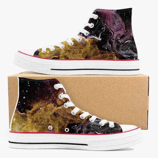 Galactic Clouds High-Top Canvas Shoes - White