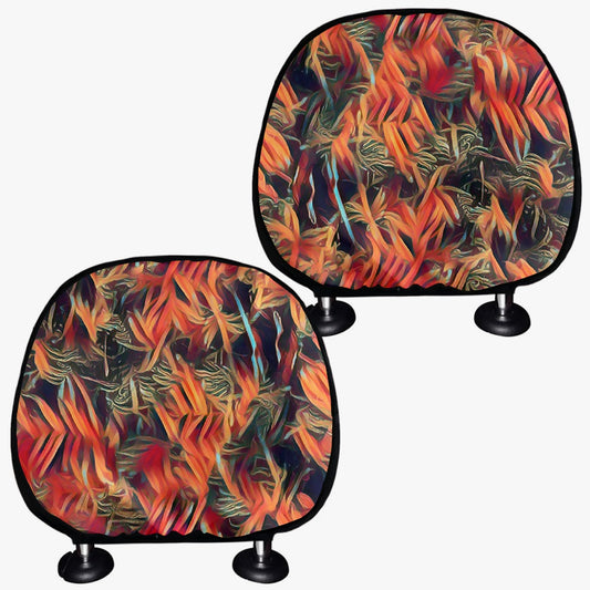 Fiery Whispers Car Headrest Cover 2Pcs