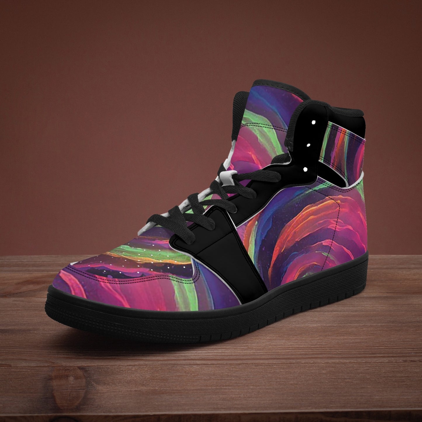 Galactic Whirlpool Black-sole AJ High Top Sneakers