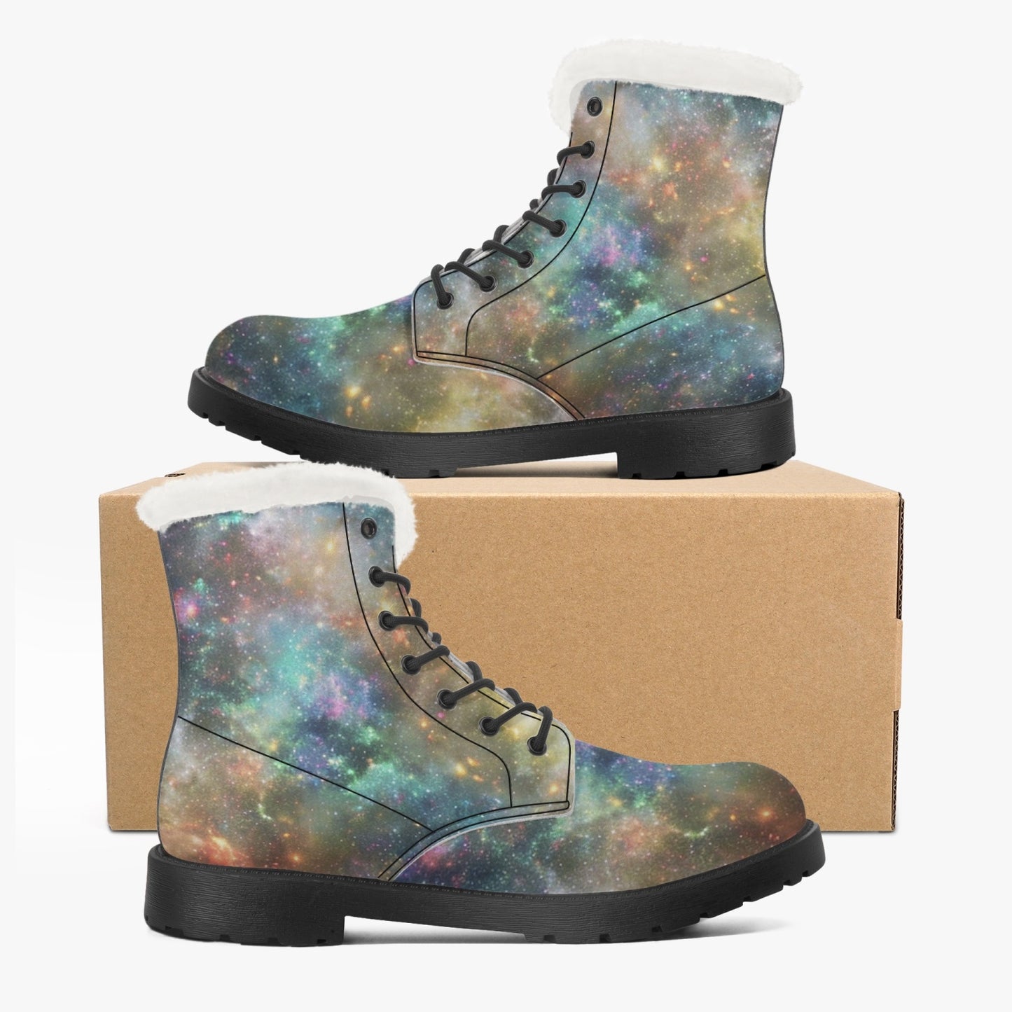 Universe Faux Fur Leather Boots