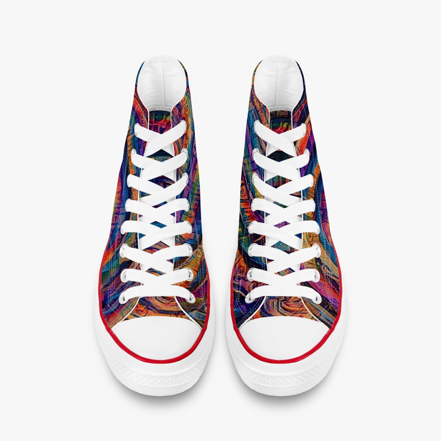 Galactic Rabbit Hole Rainbow High-Top Canvas Shoes - White