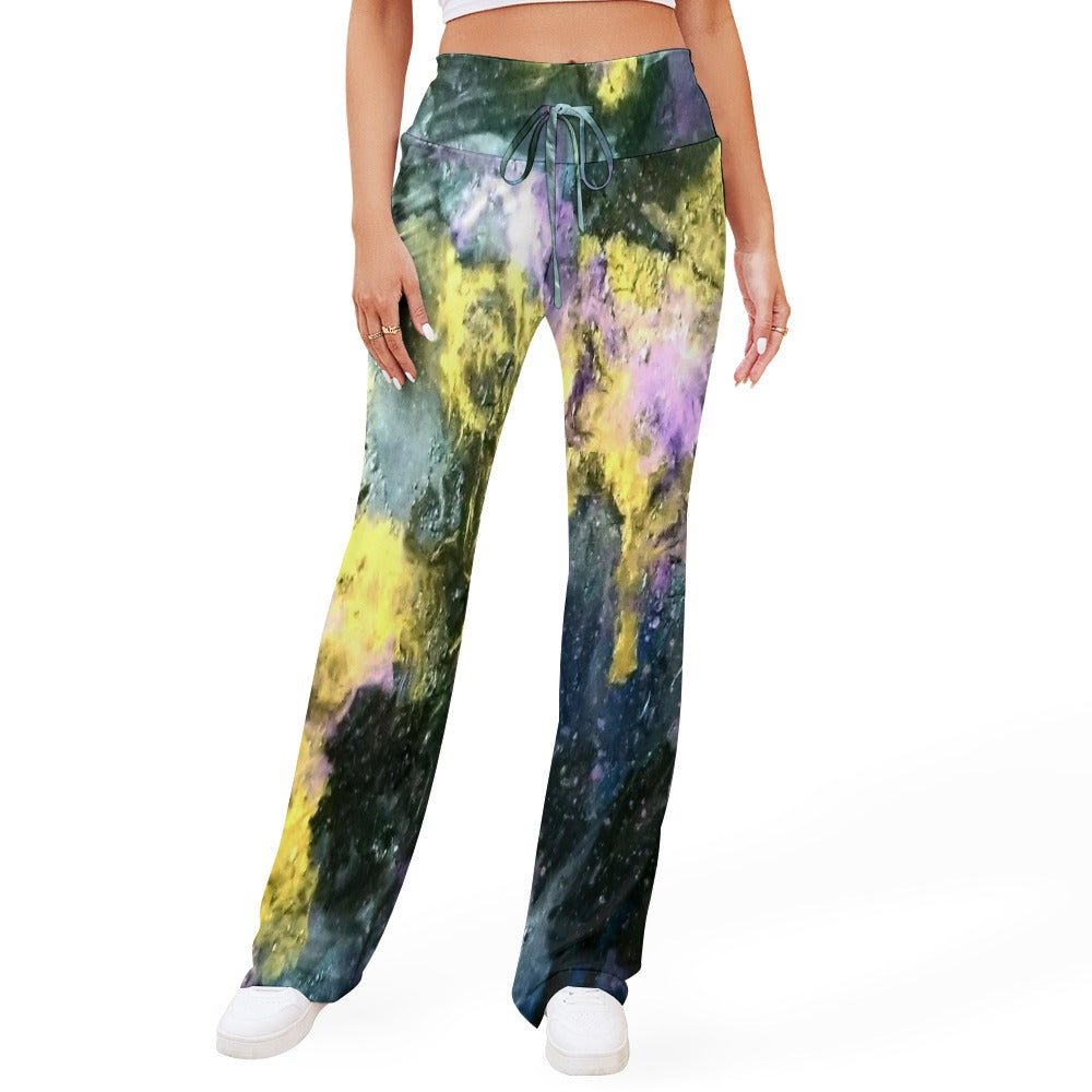 Golden Galaxy Straight Lace-Up Yoga Pants