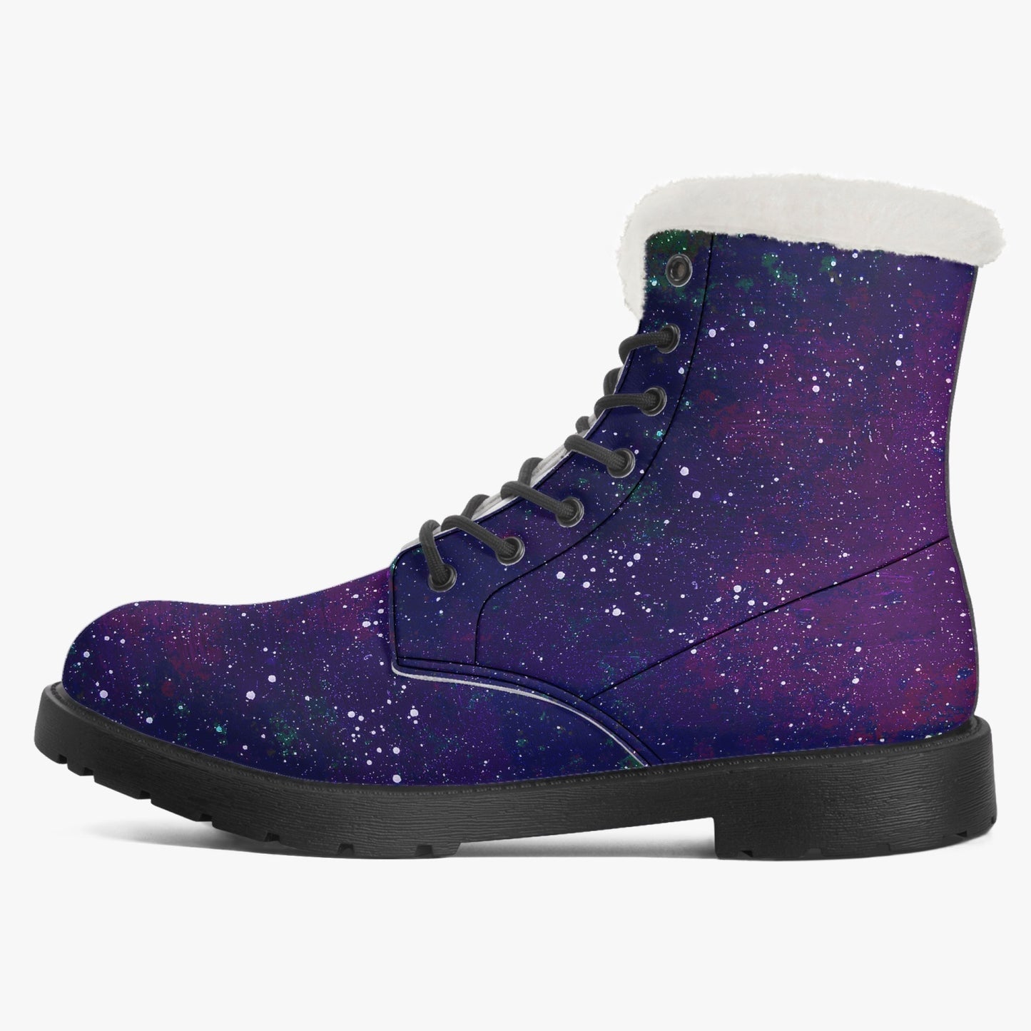 Galactic Atmosphere Purple Faux Fur Leather Boots