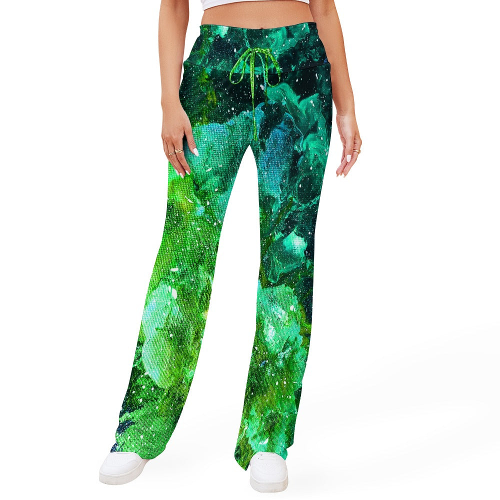 Galactic Love Green Straight Lace-Up Yoga Pants